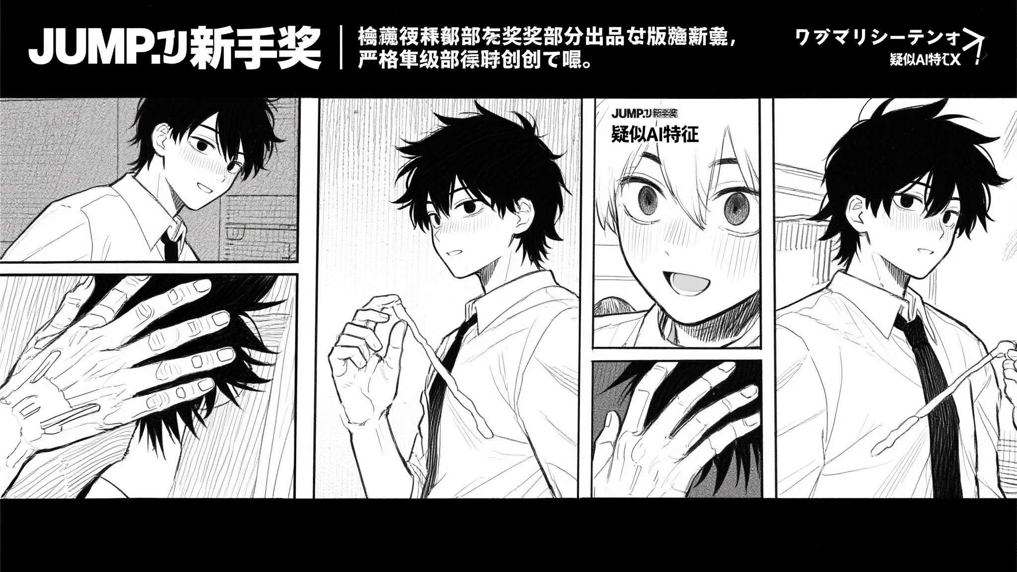 JUMP+新人奖漫画连载第一话就因被认为使用AI而炎上 据悉,该作品通过JUMP+新人奖评选后正式获得连载资格,按理说应是经过编辑部严格